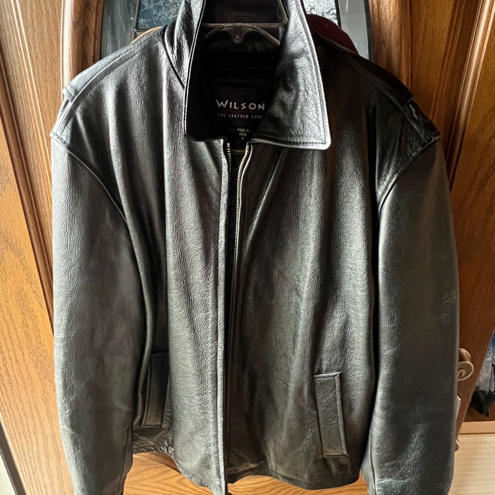 Vintage Wilsons Open Road Full Zip Lined Leather Motorcycle Jacket Coat - Mens M